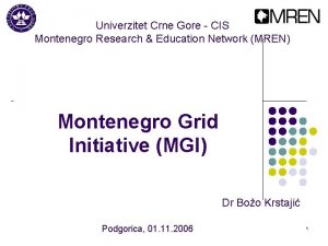 Univerzitet Crne Gore CIS Montenegro Research Education Network