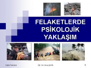 FELAKETLERDE PSKOLOJK YAKLAIM Salk Psikolojisi r Gr Musa