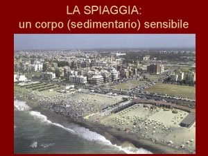 LA SPIAGGIA un corpo sedimentario sensibile Cosa la