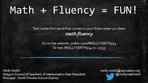 Math Fluency FUN Text in the first word