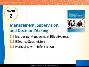 Chapter 2 management supervision and decision making