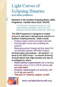 Light Curves of Eclipsing Binaries and other problems