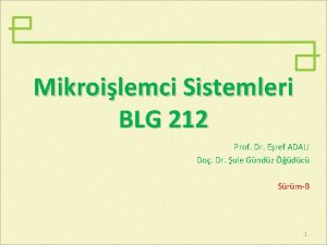 Mikroilemci Sistemleri BLG 212 Prof Dr Eref ADALI