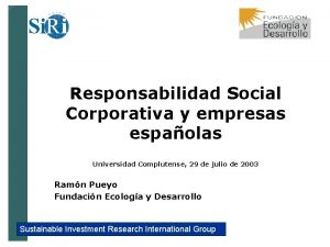 Responsabilidad Social Corporativa y empresas espaolas Universidad Complutense