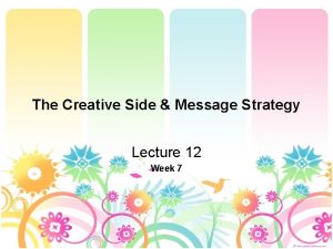 The Creative Side Message Strategy Lecture 12 Week