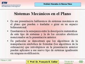 Modelado Matemtico de Sistemas Fsicos Sistemas Mecnicos en