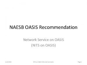 NAESB OASIS Recommendation Network Service on OASIS NITS