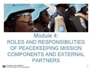 Module 4 ROLES AND RESPONSIBILITIES OF PEACEKEEPING MISSION