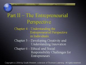 The entrepreneurial perspective
