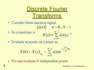 Discrete Fourier Transforms Consider finite duration signal Its
