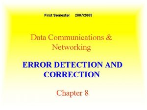 Error detection methods