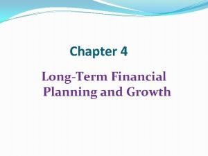 Long term financial planning process