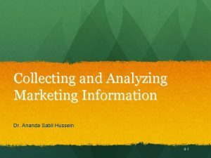 Collecting and Analyzing Marketing Information Dr Ananda Sabil