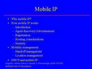 Agent advertisement in mobile ip