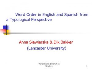 Basic word order in english