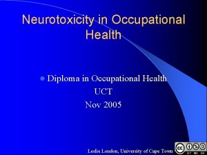 Neurotoxicity in Occupational Health l Diploma in Occupational