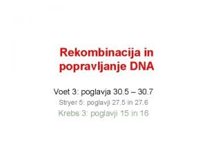 Rekombinacija in popravljanje DNA Voet 3 poglavja 30