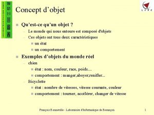 Concept dobjet n Questce quun objet n Le