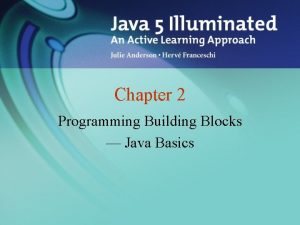 Chapter 2 Programming Building Blocks Java Basics Java