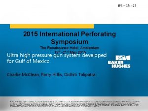 International perforating symposium