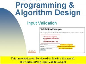 Input validation algorithm