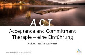 ACT Acceptance and Commitment Therapie eine Einfhrung Prof