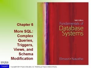 Chapter 5 More SQL Complex Queries Triggers Views