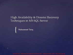 Disaster recovery techniques