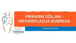 PRIMARNI OILJAK HIPODISPLAZIJA BUBREGA dr Duan Paripovi Kongenitalne