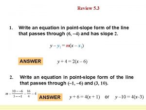 Writing equations of lines review for quiz answer key