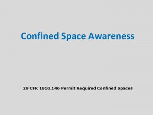 Confined Space Awareness 29 CFR 1910 146 Permit