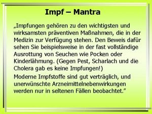 Impf Mantra Impfungen gehren zu den wichtigsten und