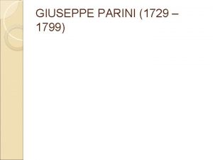 Giuseppe parini biografia