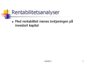 Rentabiliteten