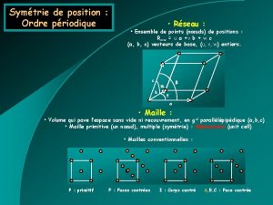 Symtrie de position Ordre priodique Rseau Ensemble de