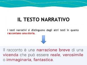 I testi narrativi