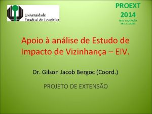 PROEXT 2014 MIN EDUCAO MIN CIDADES Apoio anlise