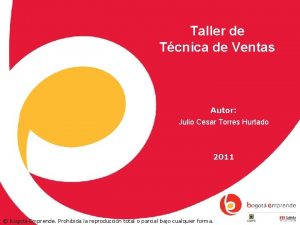 Taller de Tcnica de Ventas Autor Julio Cesar