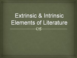 Elements in literature