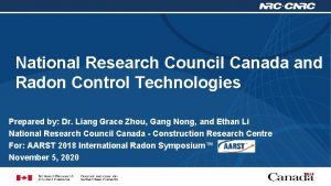 National Research Council Canada and Radon Control Technologies