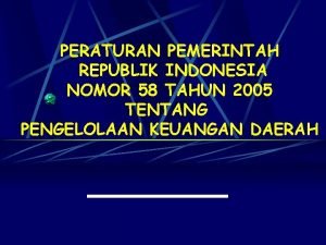 Pp 58 tahun 2005 Pp 58 tahun 2005