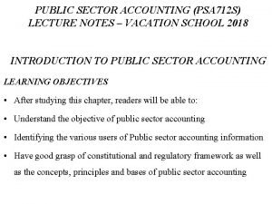 Introduction to public sector accounting