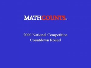 MATHCOUNTS 2000 National Competition Countdown Round In the