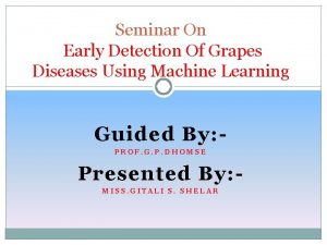 Seminar On Early Detection Of Grapes Diseases Using