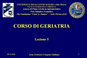 UNIVERSIT DEGLI STUDI DI BARI Aldo Moro FACOLT