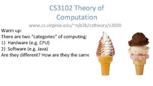 CS 3102 Theory of Computation www cs virginia