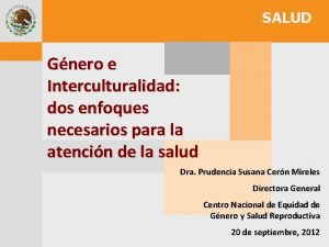 SALUD Gnero e Interculturalidad dos enfoques necesarios para