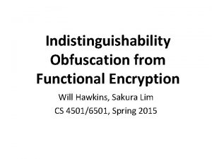 Indistinguishability Obfuscation from Functional Encryption Will Hawkins Sakura