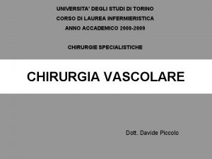 UNIVERSITA DEGLI STUDI DI TORINO CORSO DI LAUREA