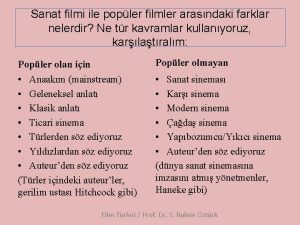 Popüler sinema ve film türleri